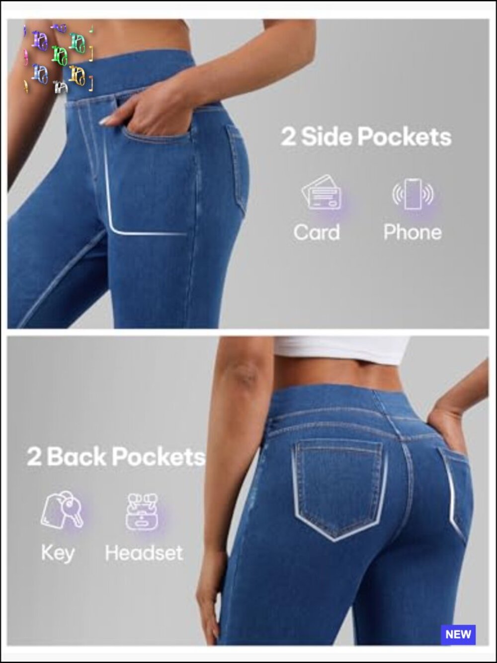 Stretchy Flare Jeans High Waisted Pull On Bell Bottom Jeans Trendy Elastic - Picture 6 of 7
